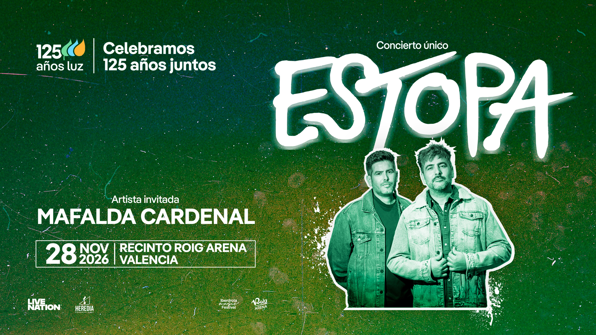 Estopa concierto en el Roig Arena Iberdrola 125 Aniversario noviembre 2026
